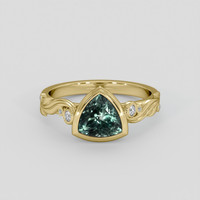 1.50 Ct. Bluish Green Sapphire Ring, 14K Yellow Gold 1
