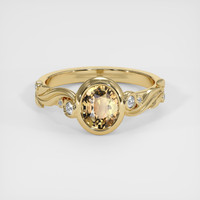 1.12 Ct. Greenish Brown Sapphire Ring, 14K Yellow Gold 1