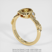 1.12 Ct. Greenish Brown Sapphire Ring, 14K Yellow Gold 2