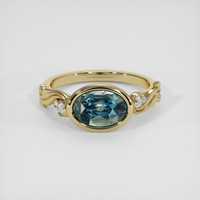 2.46 Ct. Bluish Green Sapphire Ring, 14K Yellow Gold 1