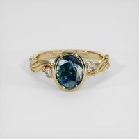 2.20 Ct. Greenish Blue Sapphire Ring, 14K Yellow Gold 1