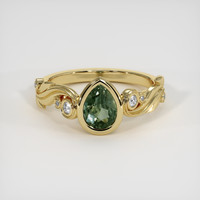 1.14 Ct. Green Sapphire Ring, 14K Yellow Gold 1