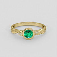 0.45 Ct. Emerald Ring, 18K Yellow Gold 1