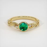 0.58 Ct. Emerald Ring, 18K Yellow Gold 1