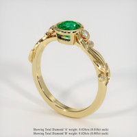 0.58 Ct. Emerald Ring, 18K Yellow Gold 2