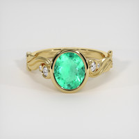 1.30 Ct. Emerald Ring, 18K Yellow Gold 1