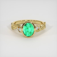 1.03 Ct. Emerald Ring, 18K Yellow Gold 1