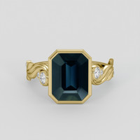4.18 Ct. Greenish Blue Sapphire Ring, 18K Yellow Gold 1