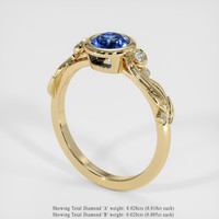 0.78 Ct. Blue Sapphire Ring, 18K Yellow Gold 2