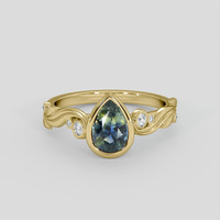 1.10 Ct. Bi Color Sapphire Ring, 18K Yellow Gold 1