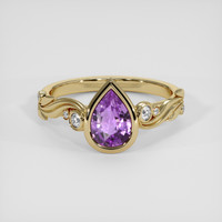 1.62 Ct. Pinkish Purple Sapphire Ring, 18K Yellow Gold 1