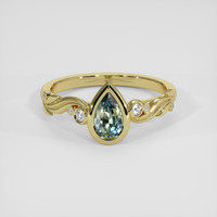 0.63 Ct. Bluish Green Sapphire Ring, 18K Yellow Gold 1