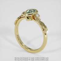0.63 Ct. Bluish Green Sapphire Ring, 18K Yellow Gold 2