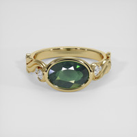 2.19 Ct. Green Sapphire Ring, 18K Yellow Gold 1