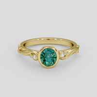 0.86 Ct. Bluish Green Sapphire Ring, 18K Yellow Gold 1