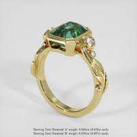 2.62 Ct. Bluish Green Sapphire Ring, 18K Yellow Gold 2