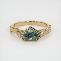 1.20 Ct. Green Sapphire Ring, 18K Yellow Gold 1
