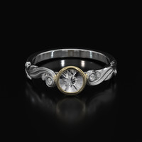 0.53 Ct. White Sapphire Ring, 14K Yellow & White 1