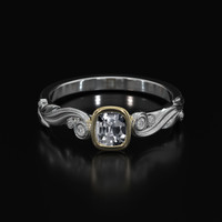 0.56 Ct. White Sapphire Ring, 14K Yellow & White 1