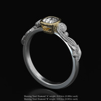 0.56 Ct. White Sapphire Ring, 18K Yellow & White 2