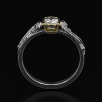 0.56 Ct. White Sapphire Ring, 18K Yellow & White 3