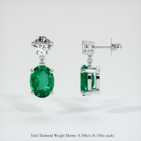 <span>2.08</span>&nbsp;<span class="tooltip-light">Ct.Tw.<span class="tooltiptext">Total Carat Weight</span></span> Emerald Earrings, Platinum 950 2
