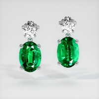 <span>2.22</span>&nbsp;<span class="tooltip-light">Ct.Tw.<span class="tooltiptext">Total Carat Weight</span></span> Emerald Earrings, Platinum 950 1