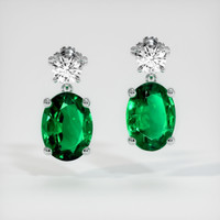 <span>2.10</span>&nbsp;<span class="tooltip-light">Ct.Tw.<span class="tooltiptext">Total Carat Weight</span></span> Emerald Earrings, Platinum 950 1