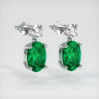 <span>2.10</span>&nbsp;<span class="tooltip-light">Ct.Tw.<span class="tooltiptext">Total Carat Weight</span></span> Emerald Earrings, Platinum 950 3