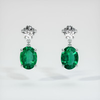 2.08 Ct.Tw. Emerald Earrings, 18K White Gold 1