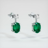 2.08 Ct.Tw. Emerald Earrings, 18K White Gold 3