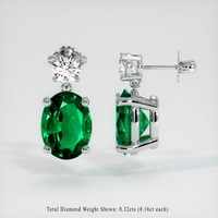 2.10 Ct.Tw. Emerald Earrings, 18K White Gold 2