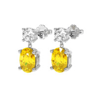 <span>2.10</span>&nbsp;<span class="tooltip-light">Ct.Tw.<span class="tooltiptext">Total Carat Weight</span></span> Sapphire Earrings, 18K White Gold 3