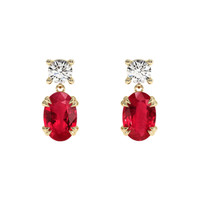 1.05 Ct.Tw. Ruby Earrings, 14K Yellow Gold 1