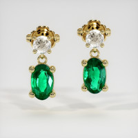 Accent Stones Emerald Earrings 0.48 Ct.Tw.Total Carat Weight, 18K Yellow Gold Preview
