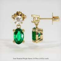 Accent Stones Emerald Earrings 0.48 Ct.Tw.Total Carat Weight, 18K Yellow Gold Preview
