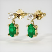 Accent Stones Emerald Earrings 0.48 Ct.Tw.Total Carat Weight, 18K Yellow Gold Preview