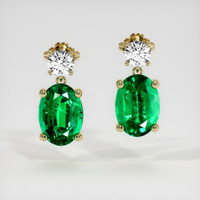 <span>2.22</span>&nbsp;<span class="tooltip-light">Ct.Tw.<span class="tooltiptext">Total Carat Weight</span></span> Emerald Earrings, 18K Yellow Gold 1