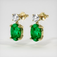 <span>2.22</span>&nbsp;<span class="tooltip-light">Ct.Tw.<span class="tooltiptext">Total Carat Weight</span></span> Emerald Earrings, 18K Yellow Gold 3