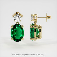 <span>1.08</span>&nbsp;<span class="tooltip-light">Ct.Tw.<span class="tooltiptext">Total Carat Weight</span></span> Emerald Earrings, 18K Yellow Gold 2