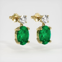 <span>1.08</span>&nbsp;<span class="tooltip-light">Ct.Tw.<span class="tooltiptext">Total Carat Weight</span></span> Emerald Earrings, 18K Yellow Gold 3