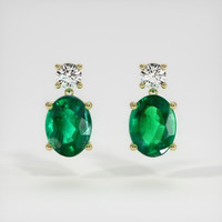 <span>2.31</span>&nbsp;<span class="tooltip-light">Ct.Tw.<span class="tooltiptext">Total Carat Weight</span></span> Emerald Earrings, 18K Yellow Gold 1