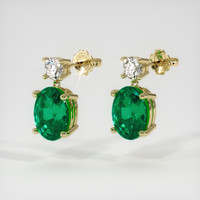 <span>2.31</span>&nbsp;<span class="tooltip-light">Ct.Tw.<span class="tooltiptext">Total Carat Weight</span></span> Emerald Earrings, 18K Yellow Gold 3