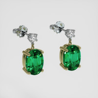 <span>2.10</span> <span class="tooltip-light">Ct.Tw.<span class="tooltiptext">Total Carat Weight</span></span> Emerald Earrings, 18K Yellow & White 3
