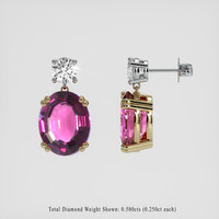 <span>5.71</span> <span class="tooltip-light">Ct.Tw.<span class="tooltiptext">Total Carat Weight</span></span> Pinkish Purple Rhodolite Garnet Earrings, 18K Yellow & White 2