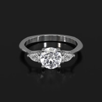 1.03 Ct. White Sapphire Ring, Platinum 950 1