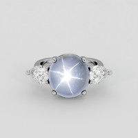 7.83 Ct. Bluish Grey Sapphire Ring, Platinum 950 1