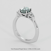 2.33 Ct. Bluish Green Sapphire Ring, 10K White Gold 2