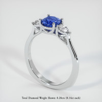 1.07 Ct. Blue Sapphire Ring, 14K White Gold 2