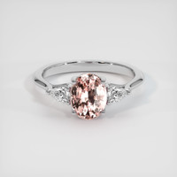 2.05 Ct. Peach Sapphire Ring, 14K White Gold 1